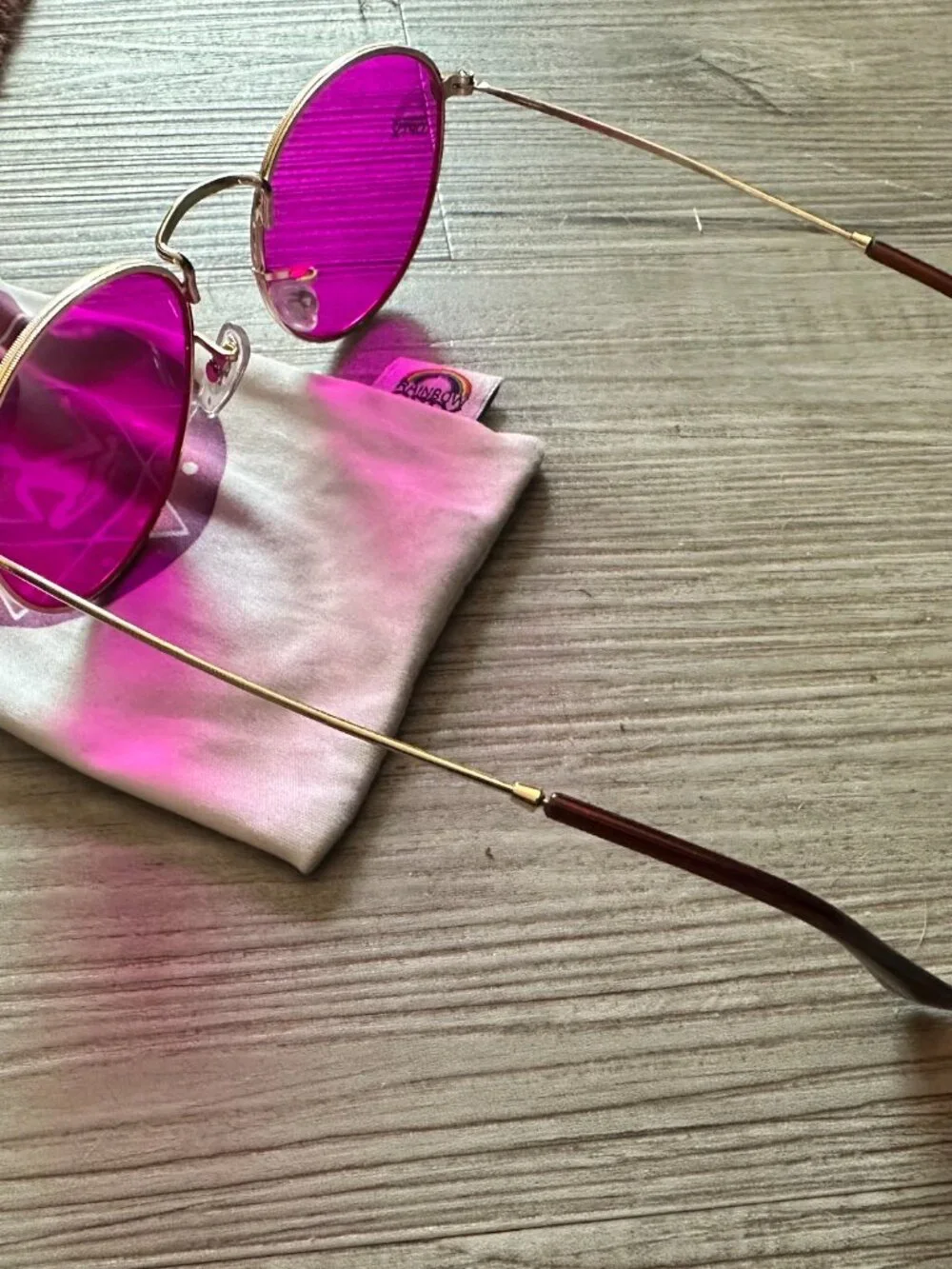 Rainbow Optx Round Wireframe Magenta Sunglasses